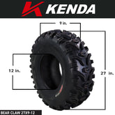 Kenda Bear Claw Front 27x9-12 & Rear 27x11-12 ATV, UTV or SXS Tires w/ Keychain